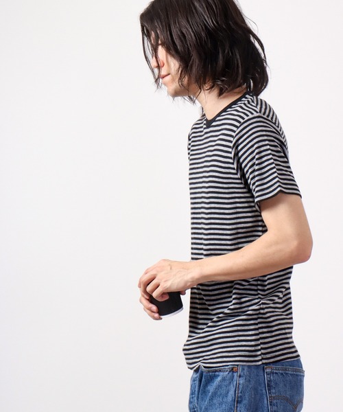MILLER(ミラー)の「Robert P.Miller パネルリブ半袖Tシャツ ユニセックス RPM(Tシャツ/カットソー・メンズ・ブラウン系その他/ホワイト×ネイビー/ブラック/ホワイト・L/M/XL)」の13枚目の写真