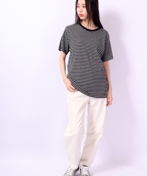 MILLER(ミラー)の「Robert P.Miller パネルリブ半袖Tシャツ ユニセックス RPM(Tシャツ/カットソー・メンズ・ブラウン系その他/ホワイト×ネイビー/ブラック/ホワイト・L/M/XL)」の10枚目の写真