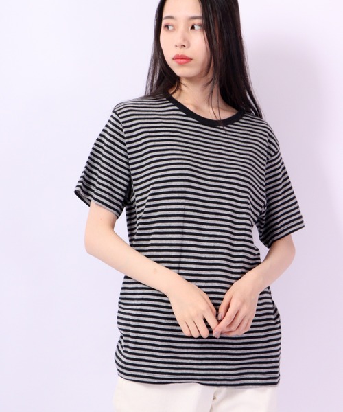 MILLER(ミラー)の「Robert P.Miller パネルリブ半袖Tシャツ ユニセックス RPM(Tシャツ/カットソー・メンズ・ブラウン系その他/ホワイト×ネイビー/ブラック/ホワイト・L/M/XL)」の7枚目の写真