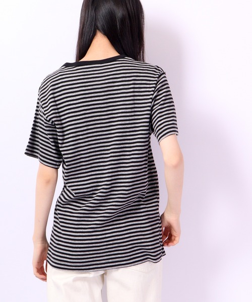 MILLER(ミラー)の「Robert P.Miller パネルリブ半袖Tシャツ ユニセックス RPM(Tシャツ/カットソー・メンズ・ブラウン系その他/ホワイト×ネイビー/ブラック/ホワイト・L/M/XL)」の9枚目の写真