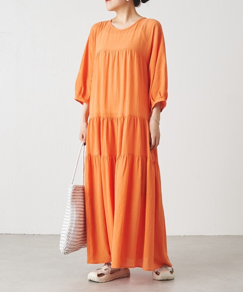 BEARDSLEY（ビアズリー）の「《FRIPIER》ボイルティアードワンピース（ワンピース・レディース・ブラック/オレンジ/グリーン・FREE）」の21枚目の写真