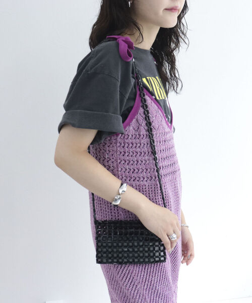 fredy emue（フレディエミュ）の「ビーズミニポシェット（ショルダーバッグ・レディース・パープル/ブラック・FREE）」の6枚目の写真