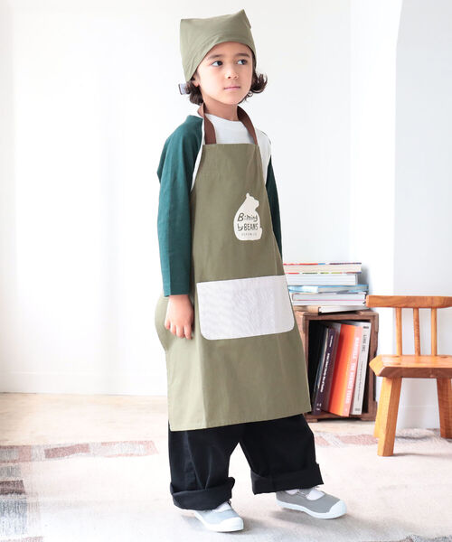 B:MING by BEAMS(ビーミングバイビームス)の「B:MING by BEAMS / エプロンセット(エプロン・キッズ・オリーブ/ホワイト系その他・FREE)」の3枚目の写真