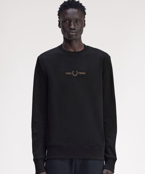 【美品】FRED PERRY フレッドペリー　スウェット FRED PERRY/フレッドペリー] ワンポイント刺繍 クルーネックスウェット