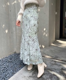 WEB限定/スッキリ見える美シルエット。 花柄ロングスカート