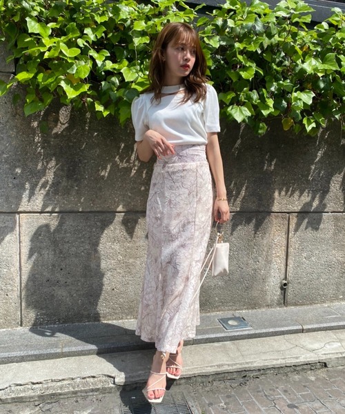 one after another NICE CLAUP(ワンアフターアナザーナイスクラップ)の「WEB限定/スッキリ見える美シルエット。 花柄ロングスカート(スカート・レディース・アイボリー/ミント/ベージュ/ブラウン・FREE)」の10枚目の写真