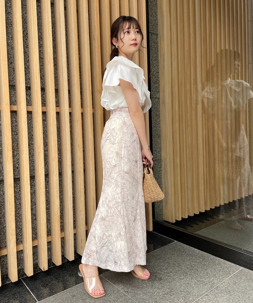 one after another NICE CLAUP(ワンアフターアナザーナイスクラップ)の「WEB限定/スッキリ見える美シルエット。 花柄ロングスカート(スカート・レディース・アイボリー/ミント/ベージュ/ブラウン・FREE)」の21枚目の写真