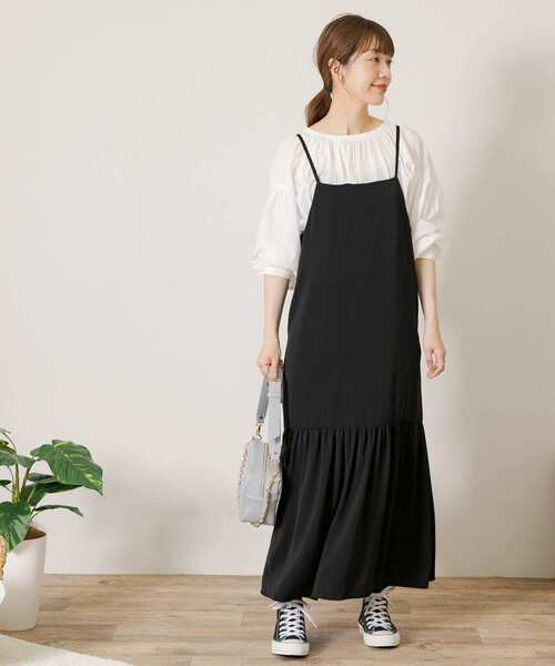 URBAN RESEARCH Sonny Label（アーバンリサーチサニーレーベル）の「ワンティアードキャミワンピース（ワンピース・レディース・ブラック/ブラウン・FREE）」の6枚目の写真