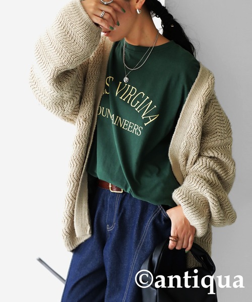 antiqua(アンティカ)の「綿100%ラウンドロゴTシャツ(Tシャツ/カットソー・レディース・ホワイト/グレー/グリーン・FREE)」の12枚目の写真