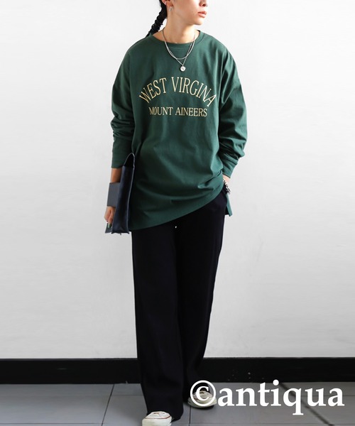 antiqua(アンティカ)の「綿100%ラウンドロゴTシャツ(Tシャツ/カットソー・レディース・ホワイト/グレー/グリーン・FREE)」の16枚目の写真