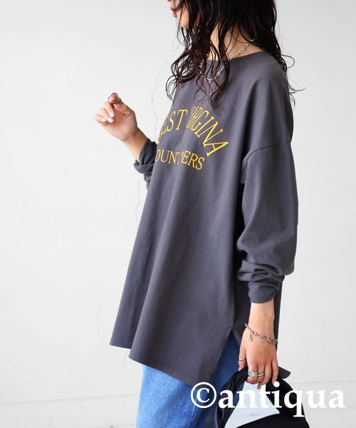 antiqua(アンティカ)の「綿100%ラウンドロゴTシャツ(Tシャツ/カットソー・レディース・ホワイト/グレー/グリーン・FREE)」の8枚目の写真