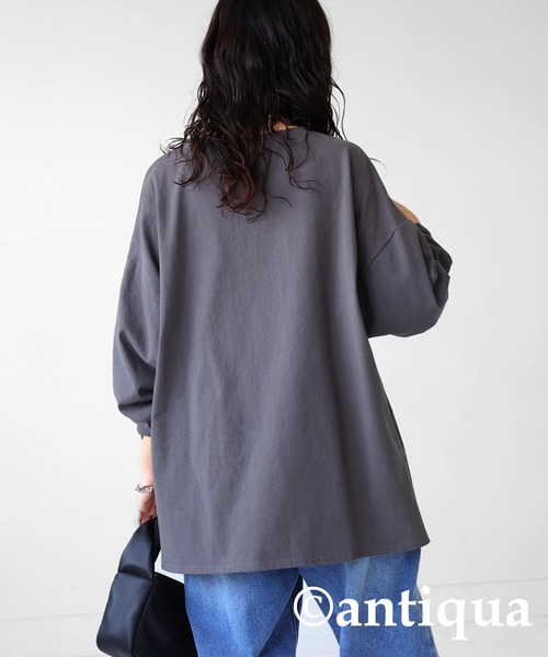 antiqua(アンティカ)の「綿100%ラウンドロゴTシャツ(Tシャツ/カットソー・レディース・ホワイト/グレー/グリーン・FREE)」の10枚目の写真