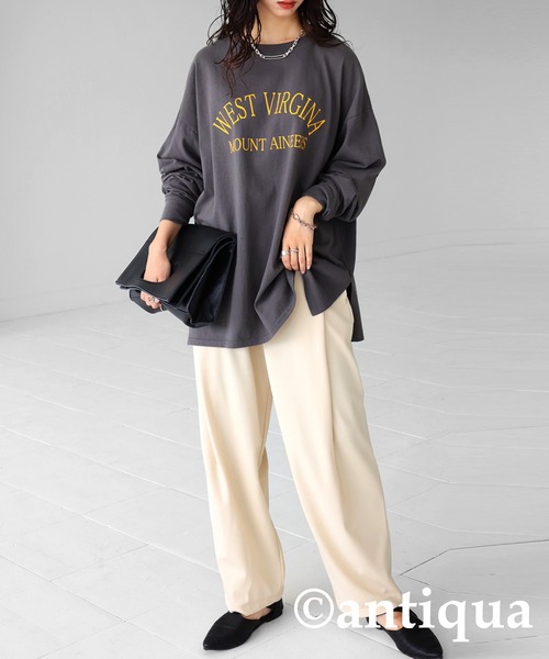 antiqua(アンティカ)の「綿100%ラウンドロゴTシャツ(Tシャツ/カットソー・レディース・ホワイト/グレー/グリーン・FREE)」の11枚目の写真