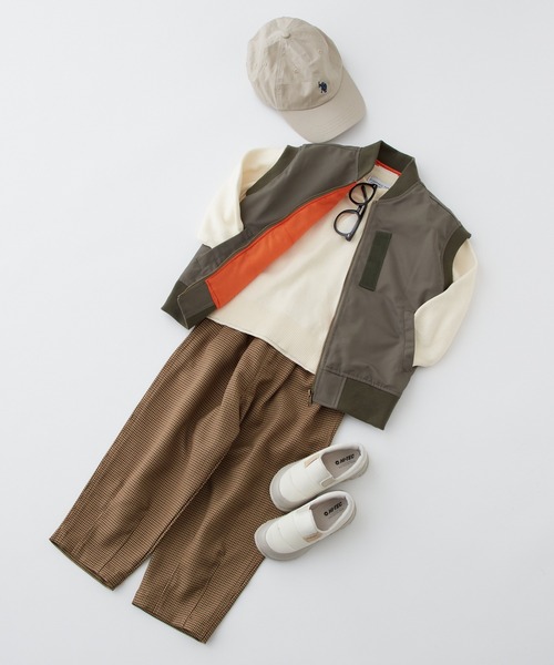 CIAOPANIC TYPY（チャオパニックティピー）の「□【KIDS】MA-1ベスト（ダウンベスト・キッズ・カーキ/ブラック・XXL/M/XL）」の3枚目の写真