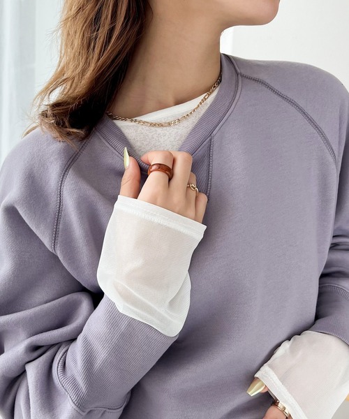 classicalelf(クラシカルエルフ)の「続・旬のシアーItem。スラブシアー素材切替えトップス(Tシャツ/カットソー・レディース・ホワイト/ブラック/ダークブルー/ピンクベージュ・SMALL/MEDIUM/LARGE/X-LARGE)」の15枚目の写真