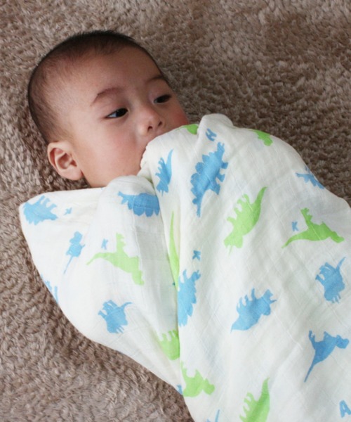 Ribbon hakka kid's（リボンハッカキッズ）の「オリジナルプリントガーゼおくるみ（おくるみ・キッズ・パープル/ブルー/レッド/オレンジ/ネイビー/ブラウン/グリーン・FREE）」の4枚目の写真