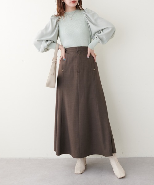 natural couture（ナチュラルクチュール）の「異素材ボリューム袖リブニット（ニット/セーター・レディース・ベージュ/ボルドー/ブラック/ミント/アイボリー・FREE）」の19枚目の写真