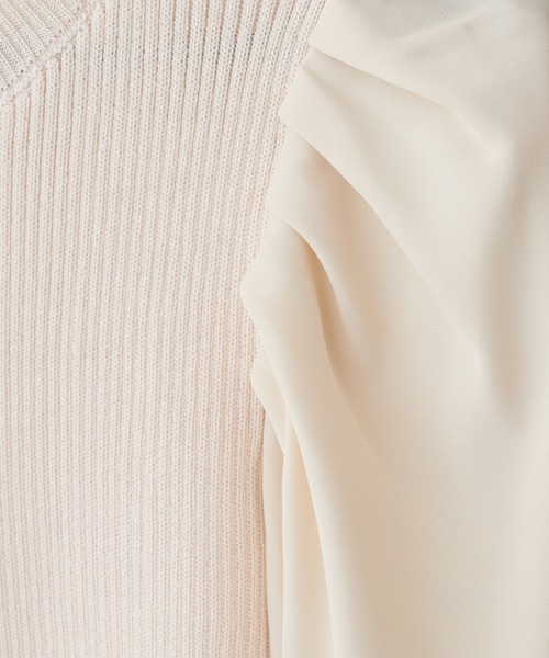 natural couture（ナチュラルクチュール）の「異素材ボリューム袖リブニット（ニット/セーター・レディース・ベージュ/ボルドー/ブラック/ミント/アイボリー・FREE）」の8枚目の写真