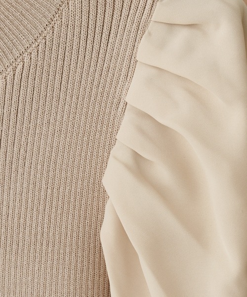 natural couture（ナチュラルクチュール）の「異素材ボリューム袖リブニット（ニット/セーター・レディース・ベージュ/ボルドー/ブラック/ミント/アイボリー・FREE）」の17枚目の写真