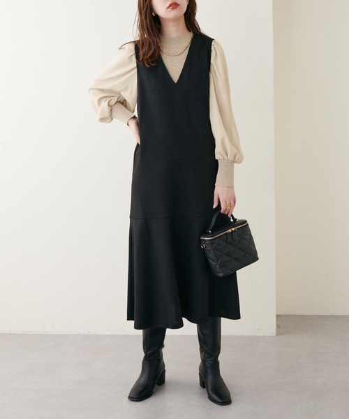 natural couture（ナチュラルクチュール）の「異素材ボリューム袖リブニット（ニット/セーター・レディース・ベージュ/ボルドー/ブラック/ミント/アイボリー・FREE）」の16枚目の写真