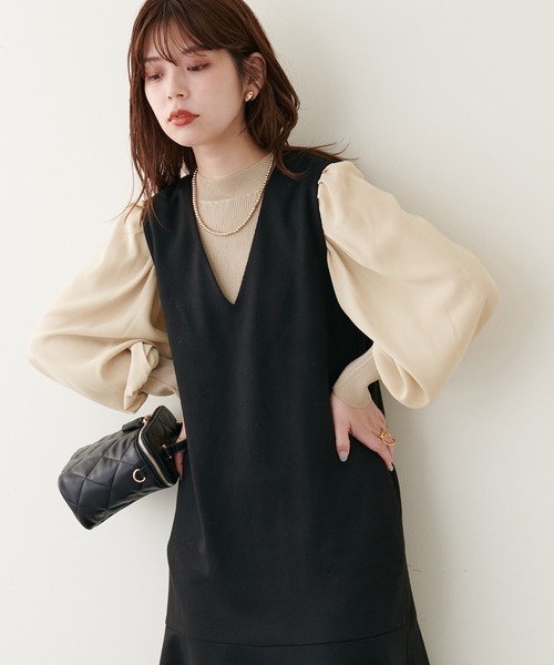 natural couture（ナチュラルクチュール）の「異素材ボリューム袖リブニット（ニット/セーター・レディース・ベージュ/ボルドー/ブラック/ミント/アイボリー・FREE）」の15枚目の写真