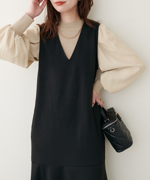 natural couture（ナチュラルクチュール）の「異素材ボリューム袖リブニット（ニット/セーター・レディース・ベージュ/ボルドー/ブラック/ミント/アイボリー・FREE）」の14枚目の写真