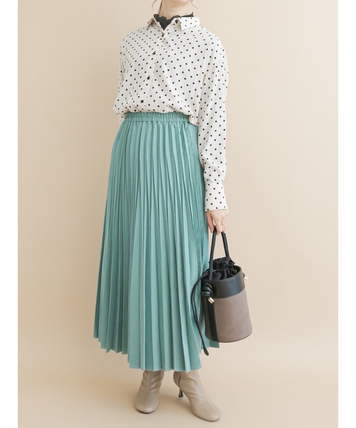 Te chichi（テチチ）の「フィブリルプリーツスカート（スカート・レディース・オフホワイト/ピンク/グリーン/チャコール・ﾌﾘ-）」の6枚目の写真