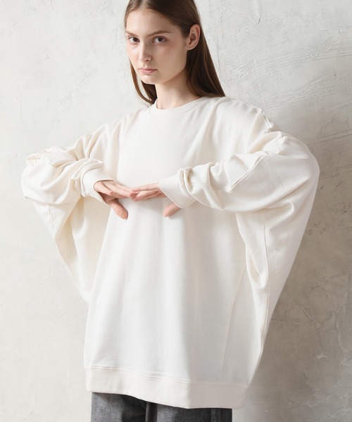 Art re A select(アトリエセレクト)の「OVERSIZED DOLMAN SWEATSHIRT/ソフトタッチ裏毛 オーバーサイズ ドルマン スウェット プルオーバー(スウェット・メンズ・アイボリー/ブルー/ピンク/ベージュ/スミクロ・L/M)」の2枚目の写真