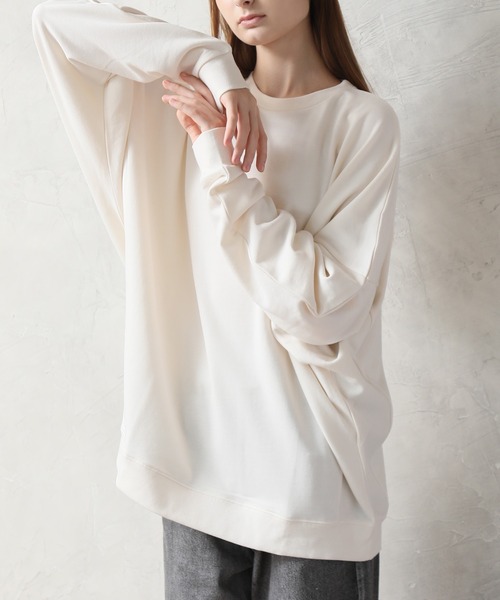 Art re A select(アトリエセレクト)の「OVERSIZED DOLMAN SWEATSHIRT/ソフトタッチ裏毛 オーバーサイズ ドルマン スウェット プルオーバー(スウェット・メンズ・アイボリー/ブルー/ピンク/ベージュ/スミクロ・L/M)」の16枚目の写真