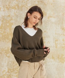 ALEXIA STAM | V Neck Knit Top /Vネックニットトップ(ニット/セーター)