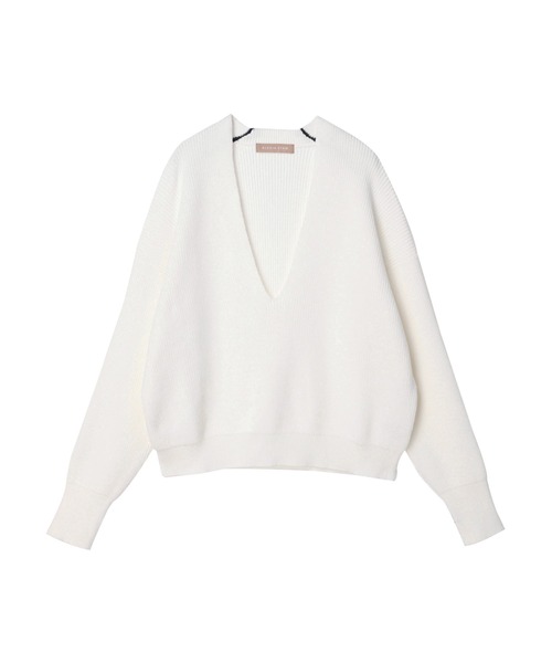 ALEKIA STAM クリーム色 Vネックセーター セール】V Neck Knit Top /Vネックニットトップ（ニット