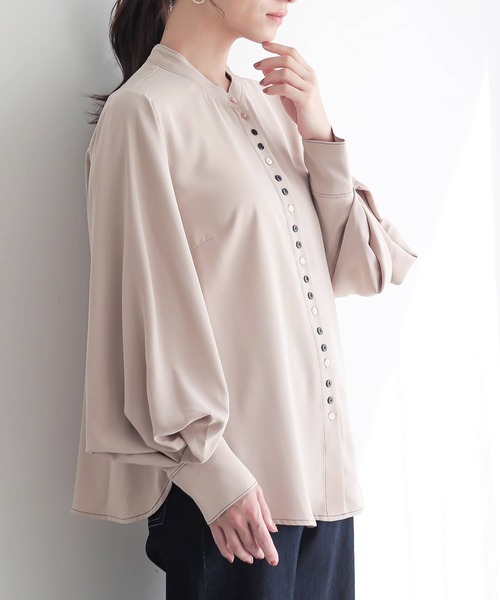 osharewalker(オシャレウォーカー)の「『タックデザイン袖ブラウス』(シャツ/ブラウス・レディース・ダークパープル/グリーン/ライトベージュ・1/2)」の6枚目の写真