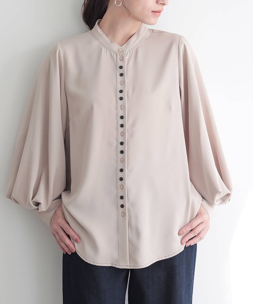 osharewalker(オシャレウォーカー)の「『タックデザイン袖ブラウス』(シャツ/ブラウス・レディース・ダークパープル/グリーン/ライトベージュ・1/2)」の7枚目の写真