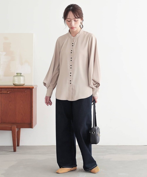 osharewalker(オシャレウォーカー)の「『タックデザイン袖ブラウス』(シャツ/ブラウス・レディース・ダークパープル/グリーン/ライトベージュ・1/2)」の8枚目の写真