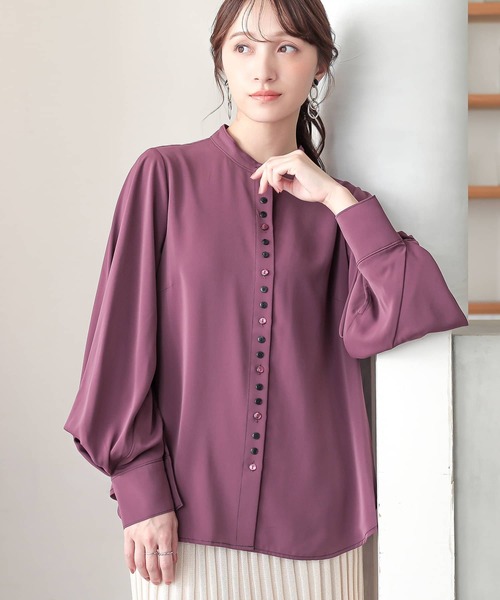 osharewalker(オシャレウォーカー)の「『タックデザイン袖ブラウス』(シャツ/ブラウス・レディース・ダークパープル/グリーン/ライトベージュ・1/2)」の13枚目の写真