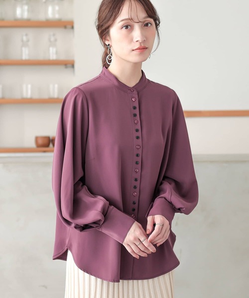 osharewalker(オシャレウォーカー)の「『タックデザイン袖ブラウス』(シャツ/ブラウス・レディース・ダークパープル/グリーン/ライトベージュ・1/2)」の14枚目の写真