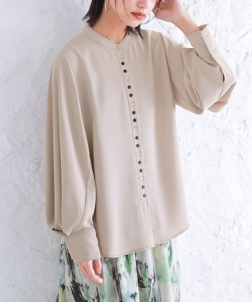 osharewalker(オシャレウォーカー)の「『タックデザイン袖ブラウス』(シャツ/ブラウス・レディース・ダークパープル/グリーン/ライトベージュ・1/2)」の12枚目の写真