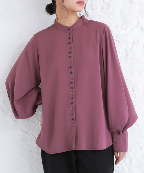 osharewalker(オシャレウォーカー)の「『タックデザイン袖ブラウス』(シャツ/ブラウス・レディース・ダークパープル/グリーン/ライトベージュ・1/2)」の19枚目の写真