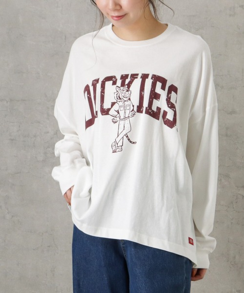 Dickies(ディッキーズ)の「Dickies ディッキーズ ロゴプリント天竺ロングスリーブTシャツ(Tシャツ/カットソー・レディース・グリーン/ホワイト/オレンジ/ブルー/ブラック・M)」の1枚目の写真