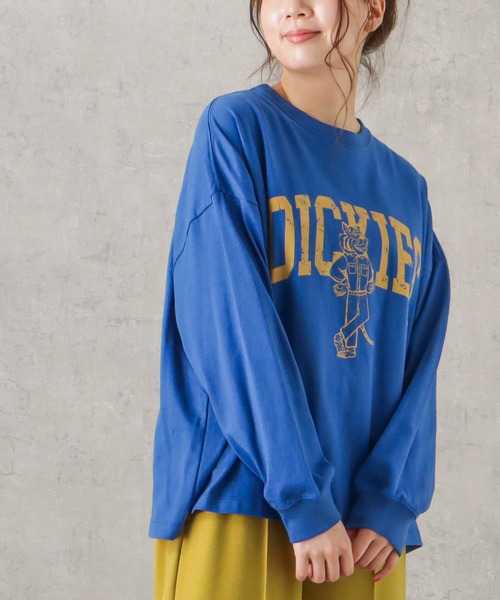 Dickies(ディッキーズ)の「Dickies ディッキーズ ロゴプリント天竺ロングスリーブTシャツ(Tシャツ/カットソー・レディース・グリーン/ホワイト/オレンジ/ブルー/ブラック・M)」の4枚目の写真