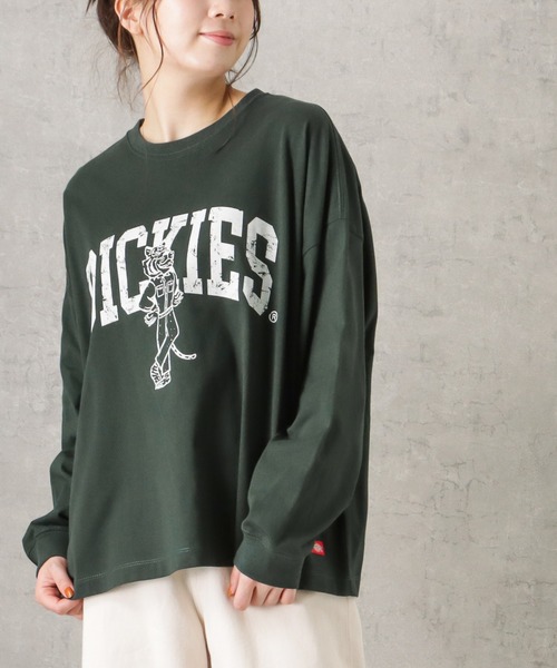Dickies(ディッキーズ)の「Dickies ディッキーズ ロゴプリント天竺ロングスリーブTシャツ(Tシャツ/カットソー・レディース・グリーン/ホワイト/オレンジ/ブルー/ブラック・M)」の3枚目の写真