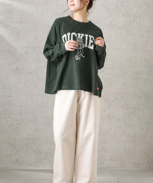 Dickies(ディッキーズ)の「Dickies ディッキーズ ロゴプリント天竺ロングスリーブTシャツ(Tシャツ/カットソー・レディース・グリーン/ホワイト/オレンジ/ブルー/ブラック・M)」の7枚目の写真