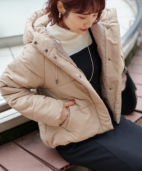 natural couture（ナチュラルクチュール）の「エコダウン（ダウンジャケット/コート・レディース・ベージュ/アイボリー/ブラック・FREE）」の21枚目の写真