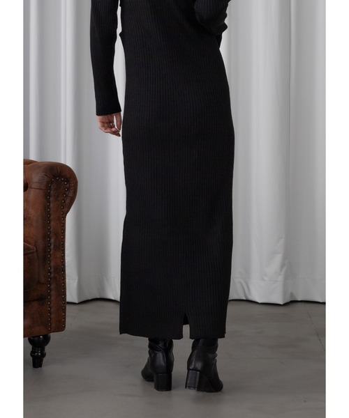 Adoon plain（アドーンプレーン）の「ウエストカットニットワンピース（ワンピース・レディース・ブラック・FREE）」の9枚目の写真