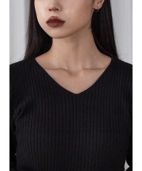 Adoon plain（アドーンプレーン）の「ウエストカットニットワンピース（ワンピース・レディース・ブラック・FREE）」の13枚目の写真