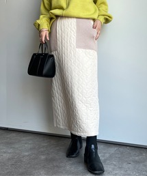 Chez toi | キルティング×リブニット切替スカート(スカート)