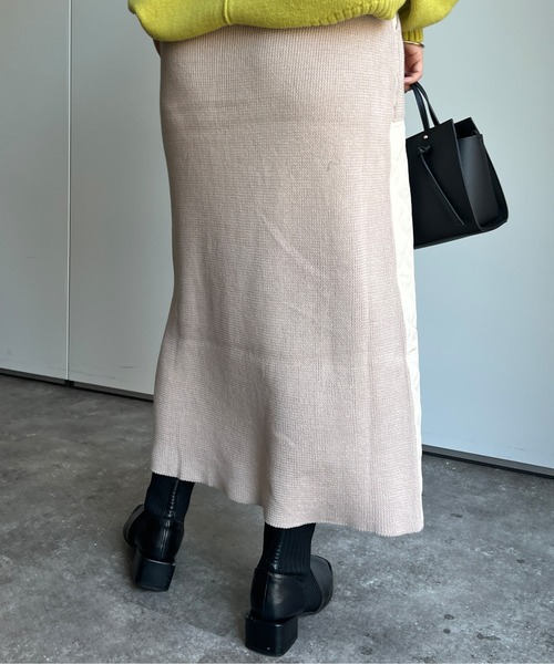 Chez toi(シェトワ)の「キルティング×リブニット切替スカート(スカート・レディース・ブラウン/ブラック/ライトベージュ・FREE)」の12枚目の写真