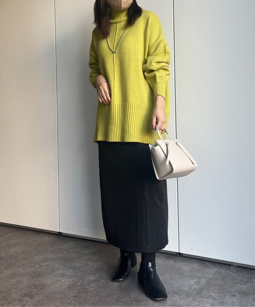 Chez toi(シェトワ)の「キルティング×リブニット切替スカート(スカート・レディース・ブラウン/ブラック/ライトベージュ・FREE)」の21枚目の写真