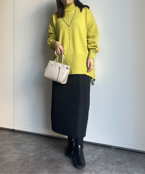Chez toi(シェトワ)の「キルティング×リブニット切替スカート(スカート・レディース・ブラウン/ブラック/ライトベージュ・FREE)」の22枚目の写真