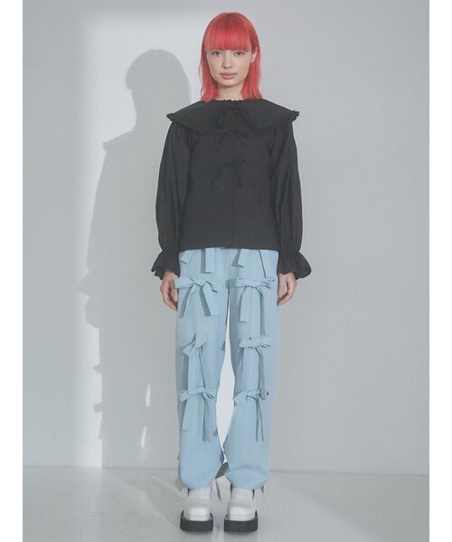 merry jenny（メリージェニー）の「リボンフリルカラーブラウス（シャツ/ブラウス・レディース・ブラック/ライトブルー/オフホワイト・FREE）」の7枚目の写真